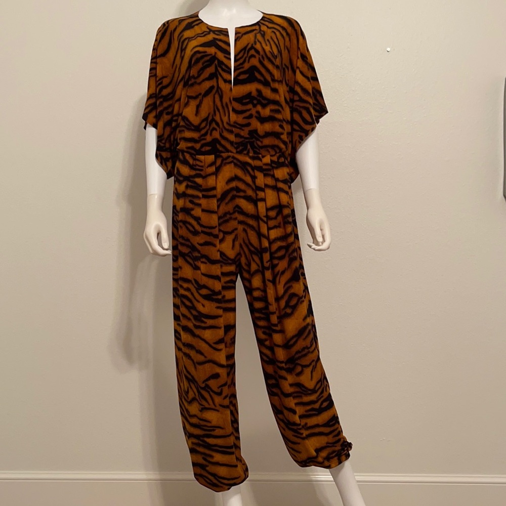 Norma Kamali Tiger-Print Rectangle Jog Jumpsuit